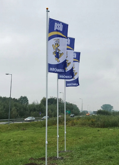 Flaga Reklamowa Z NAPINACZEM 80x200 cm Firmowa Nadruk Napis Logo + PROJEKT Stan opakowania oryginalne