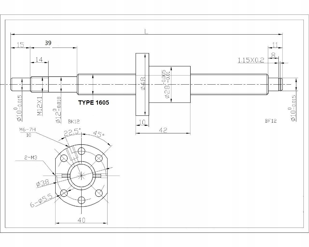 ŚRUBA KULOWA 1500mm 1605 NAKRETKA + BK12/BF12 CNC Marka inny