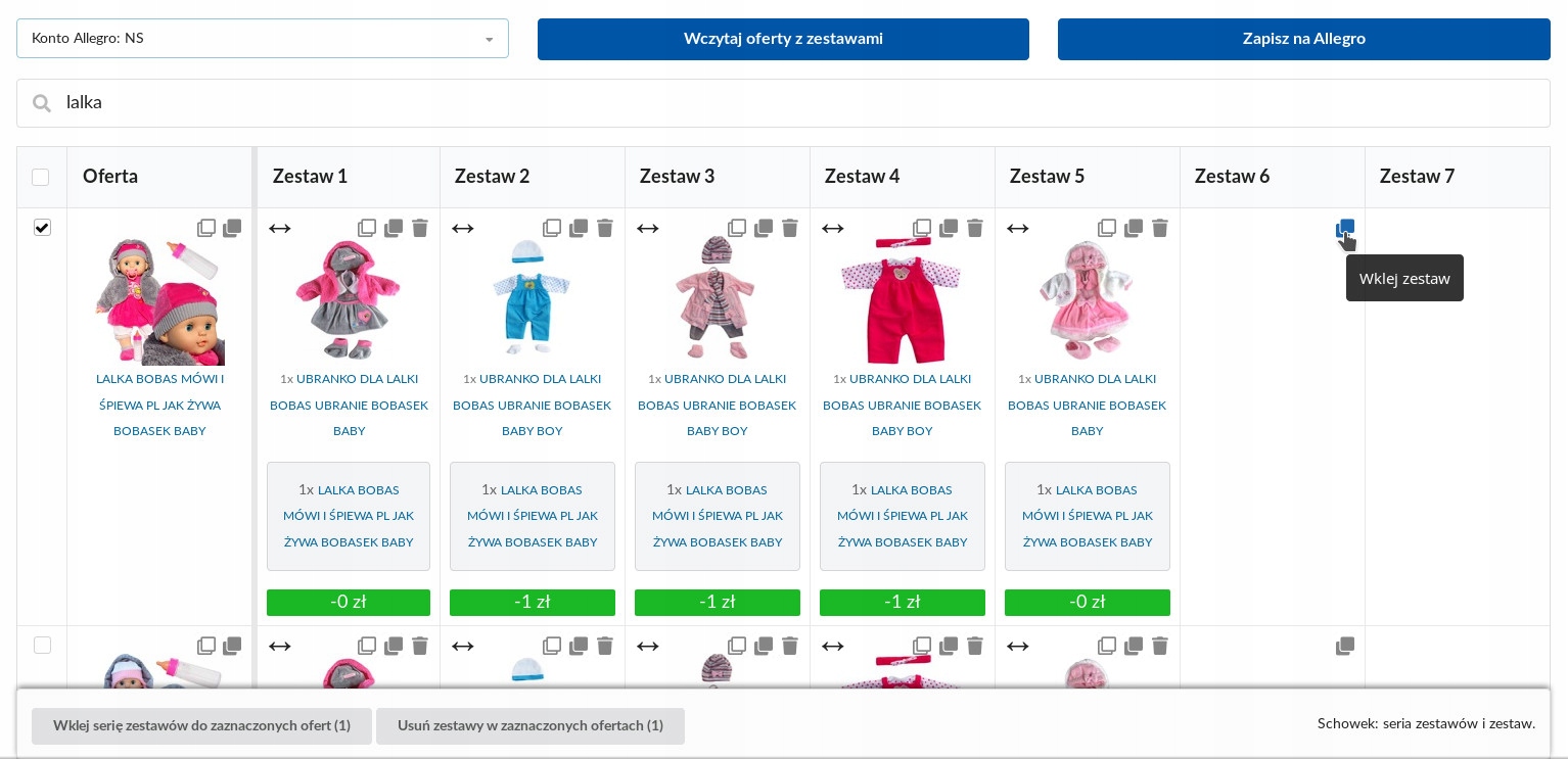 EDYTOR ZESTAWÓW I RABATÓW ALLEGRO KOPIA ZAPASOWA Rodzaj skrypty