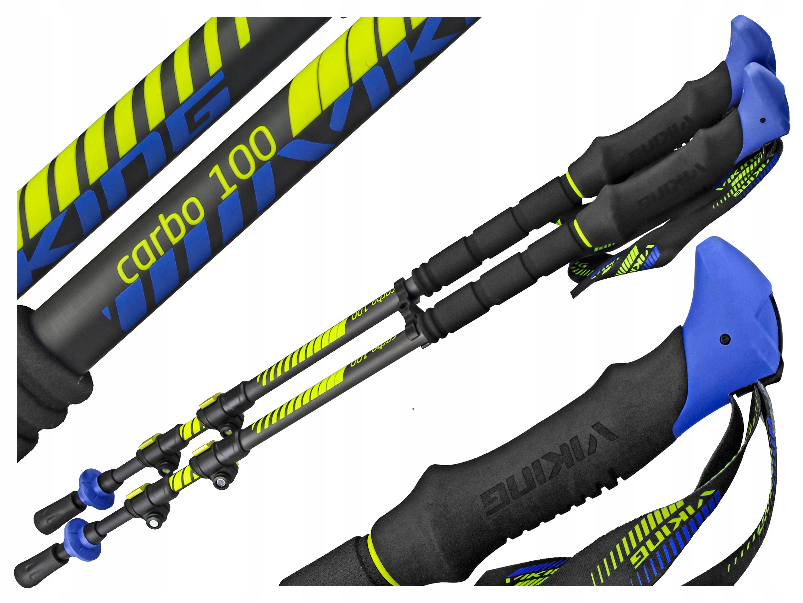 Kije Kijki Trekkingowe Viking Carbo Lite Karbon Składane Lekkie 65-135cm
