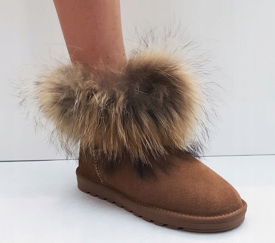 BRĄZOWE SKÓRZANE ŚNIEGOWCE EMU BOTKI Z FUTREM 37 Kod producenta 608