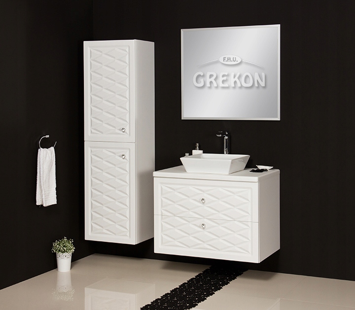 COBRA meble łazienkowe biały mat wysoki regał Marka Gante