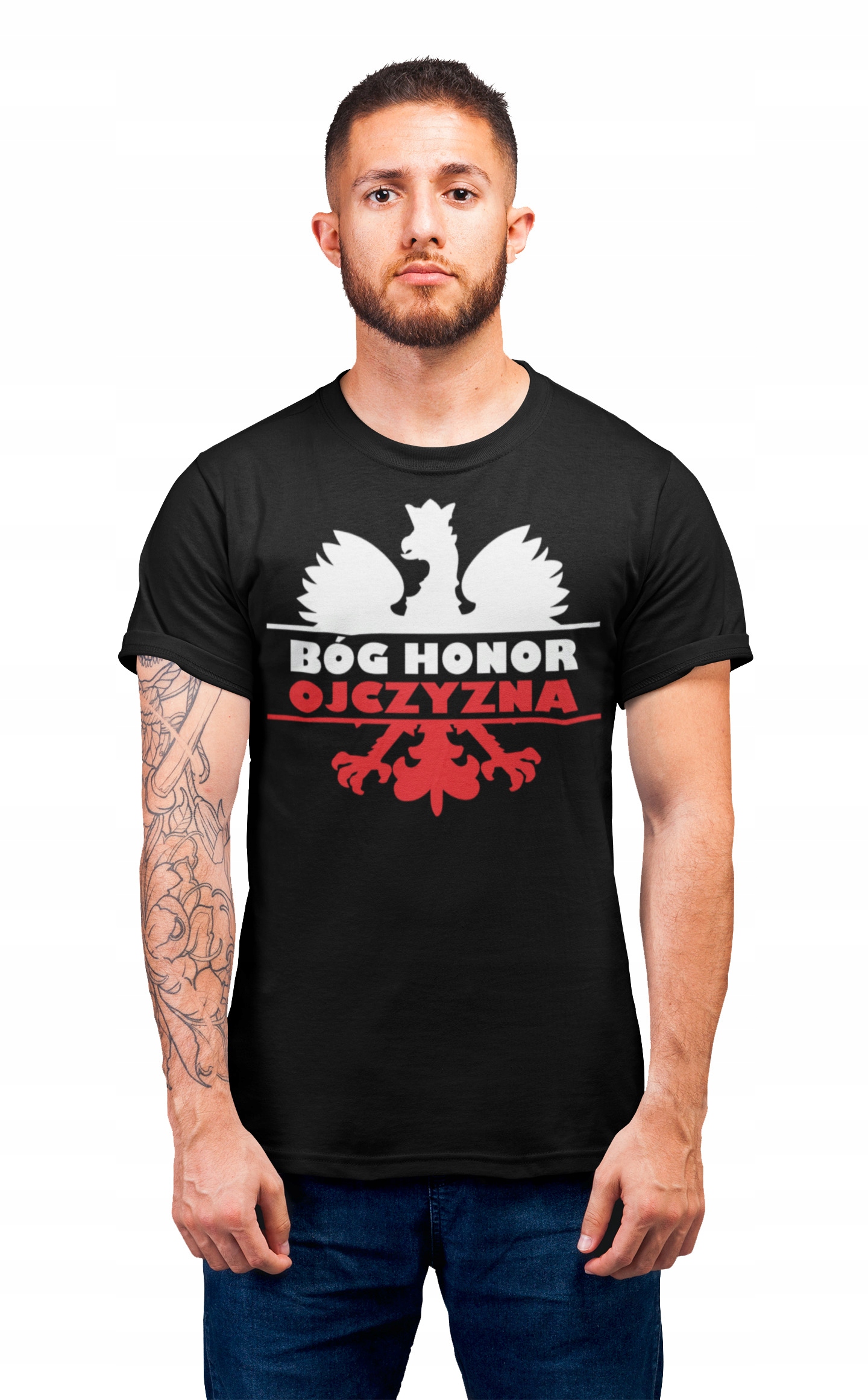 

Koszulka Patriotyczna Z Orłem Bóg Honor Ojczyzna