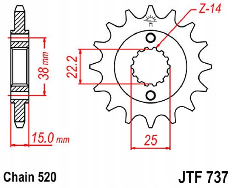 Přední ozubené kolo Jt F737 14Z Ducati 907 900 ie