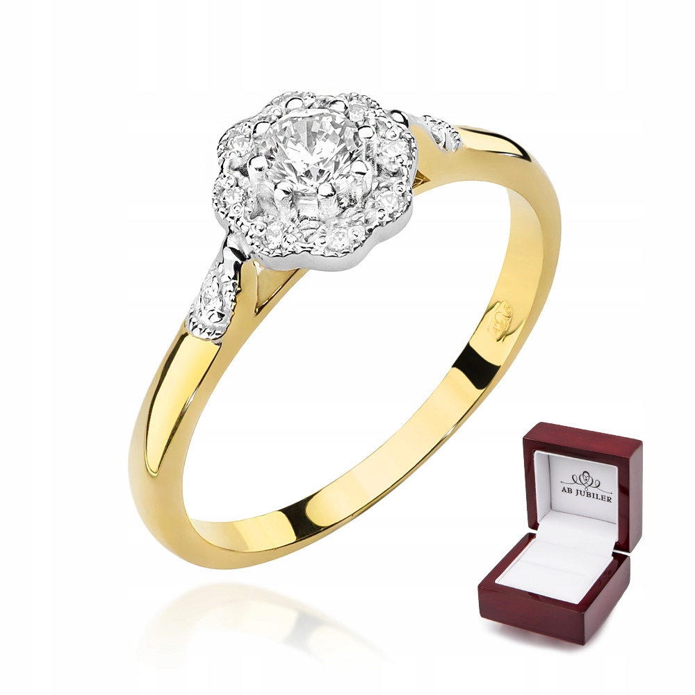 

Elegancki 585 Pierścionek Brylanty 0,28ct Grawer