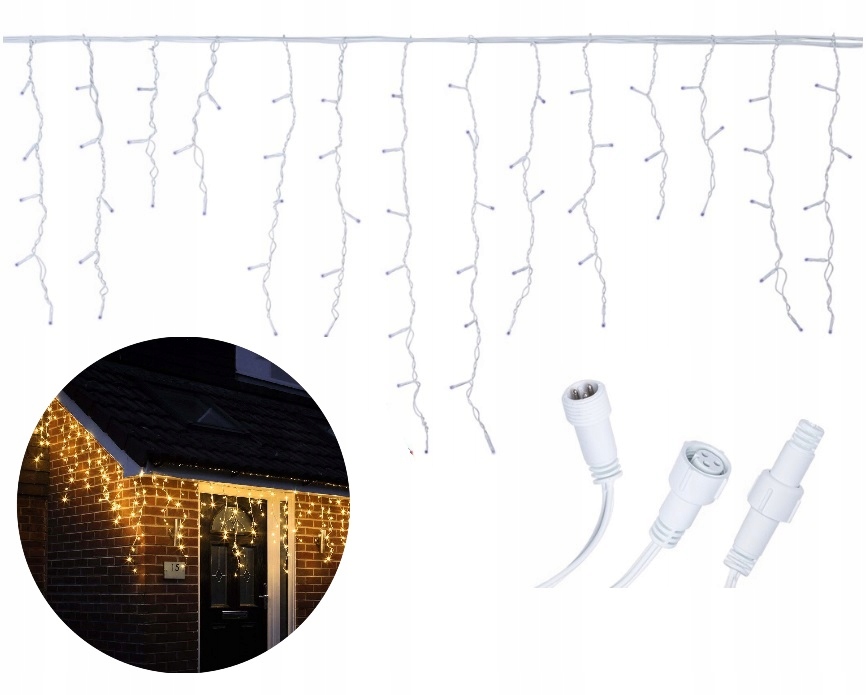 

Sople 500 Led 23,5m Kurtyna Girlandy Białe Ciepłe