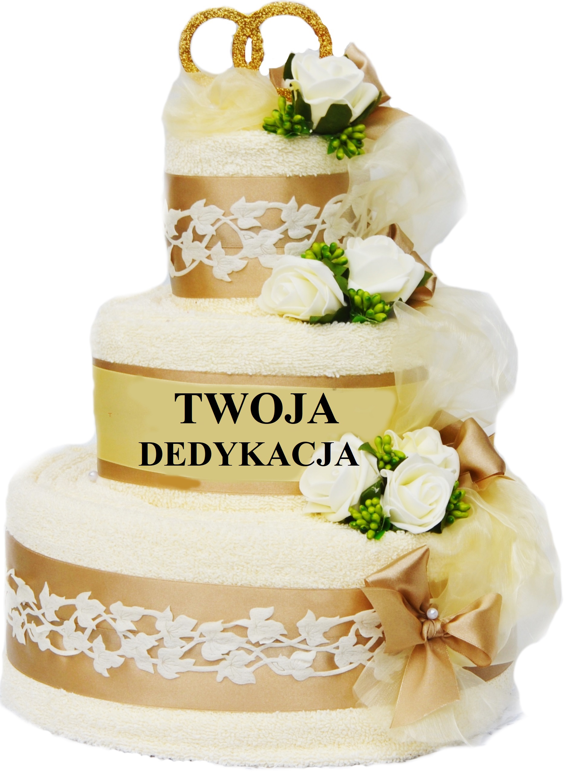 

Prezent Ślubny Ślub Tort Ręcznikowy Napis Gratis