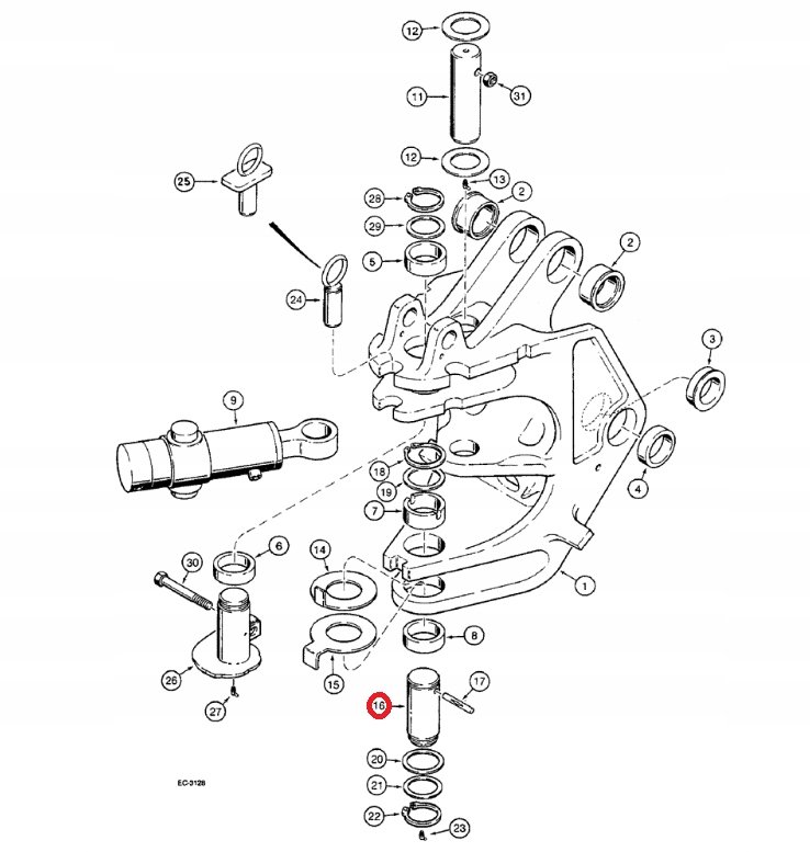 Нижний штифт задней бабки CASE 580K SK SLE SM D142470