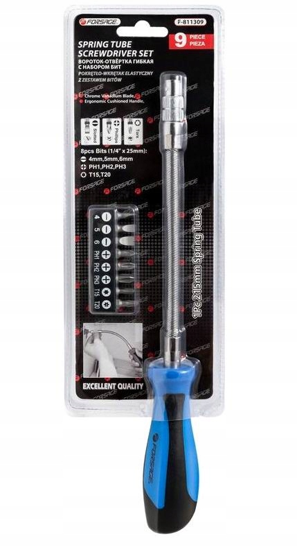 WKRĘTAK ŚRUBOKRĘT ELASTYCZNY + BITY 1/4 8szt. EAN (GTIN) 4631140287110