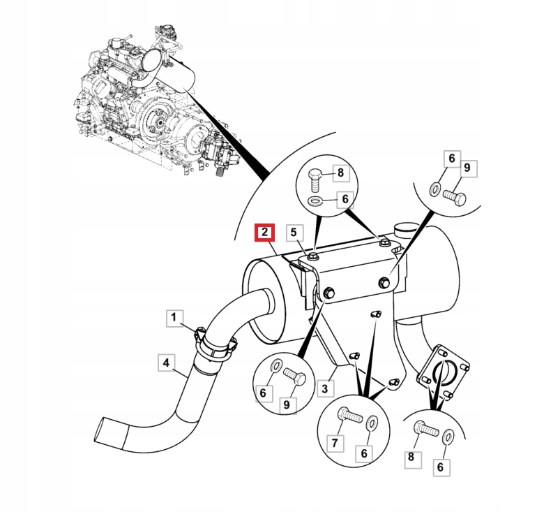 TLUMIK WYDECHU JCB 8027 8030 8032 8035 335 A7507 Machine brand JCB