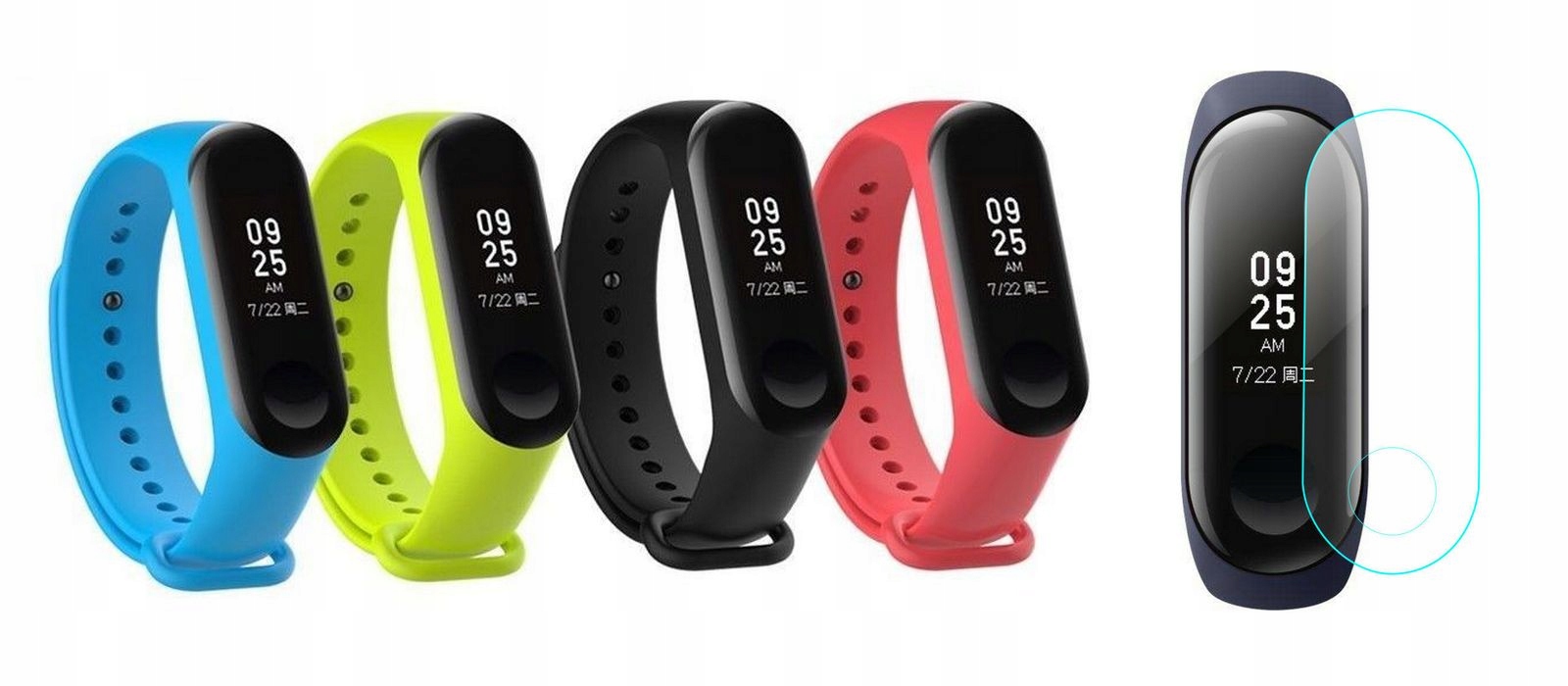 XIAOMI MI BAND 3 OPASKA PASEK 4 SZTUKI + FOLIA LCD