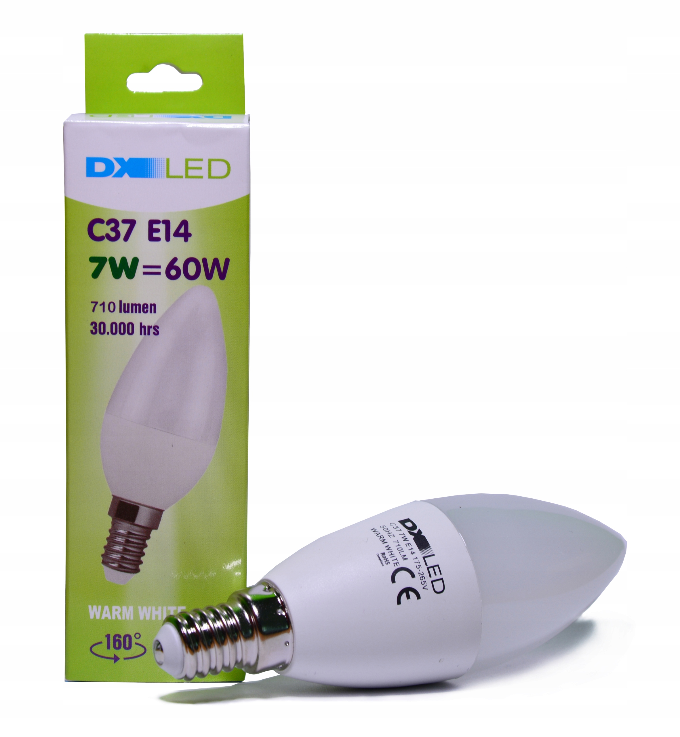 

Żarówka Led 7W=60W C37 E14 mały gwint b.neutralna