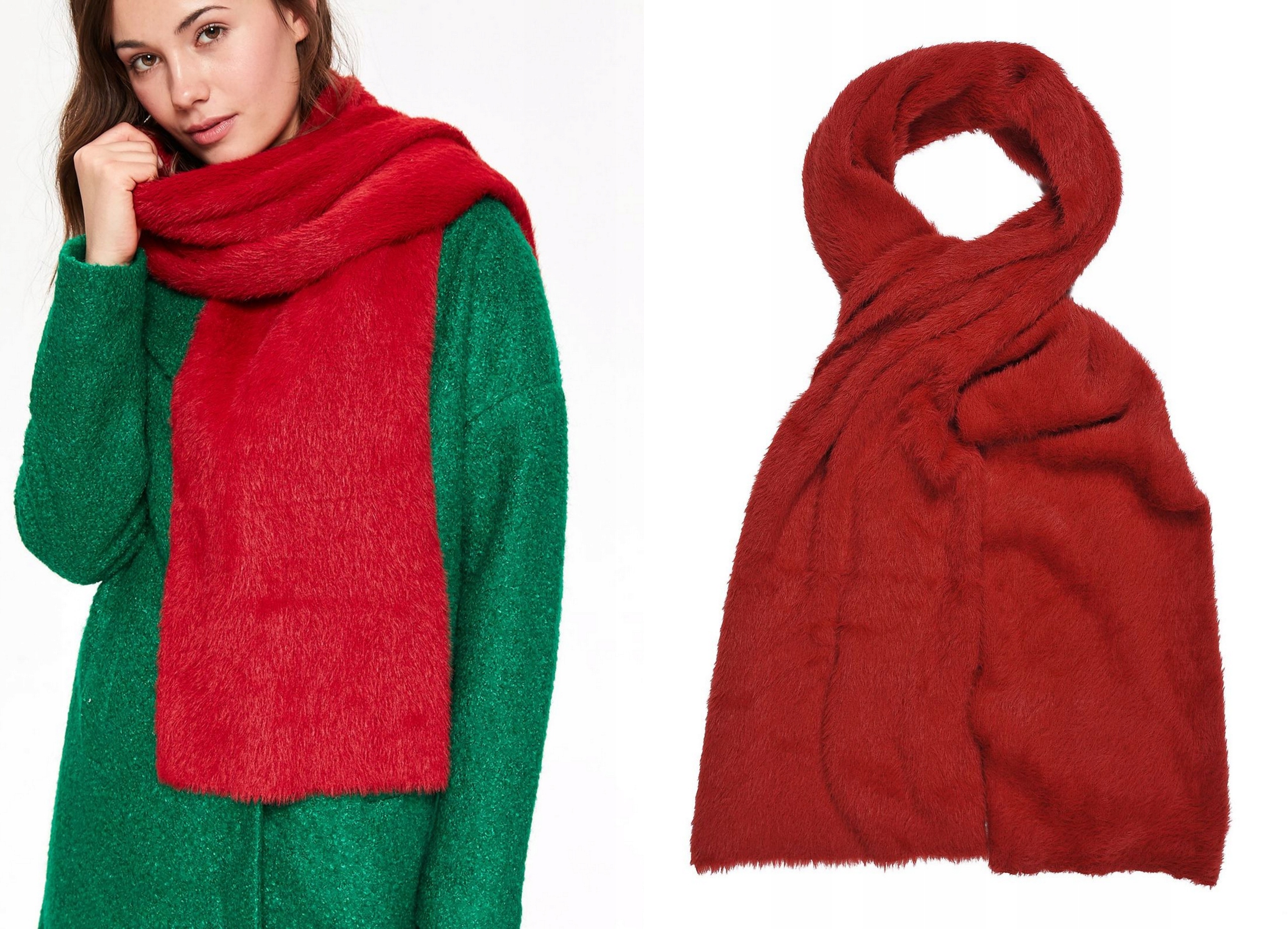 

0831 Top Secret Gruby Ciepły Czerwony Szalik