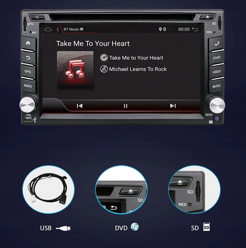 Uniwersalne radio Android 12 2DIN PL menu + kamera Rodzaj akcesoryjny