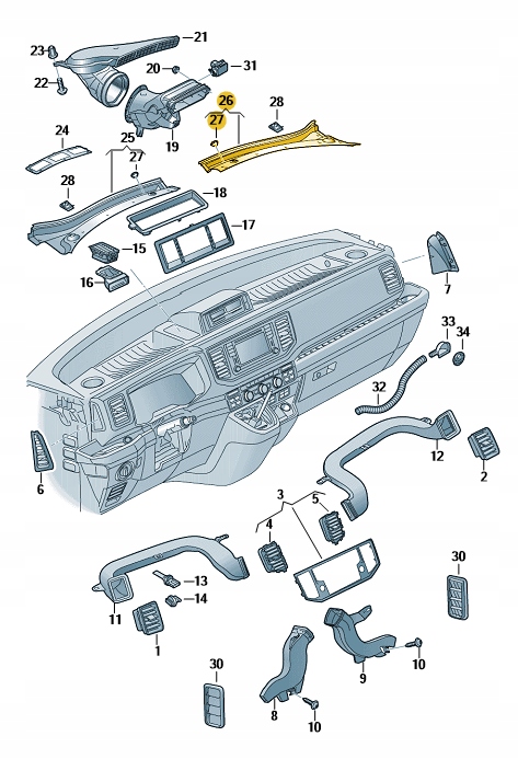 PODSZYBIE ODRZUTNIK WODY VW Crafter prawa ASO Numer katalogowy części 7C1819404E