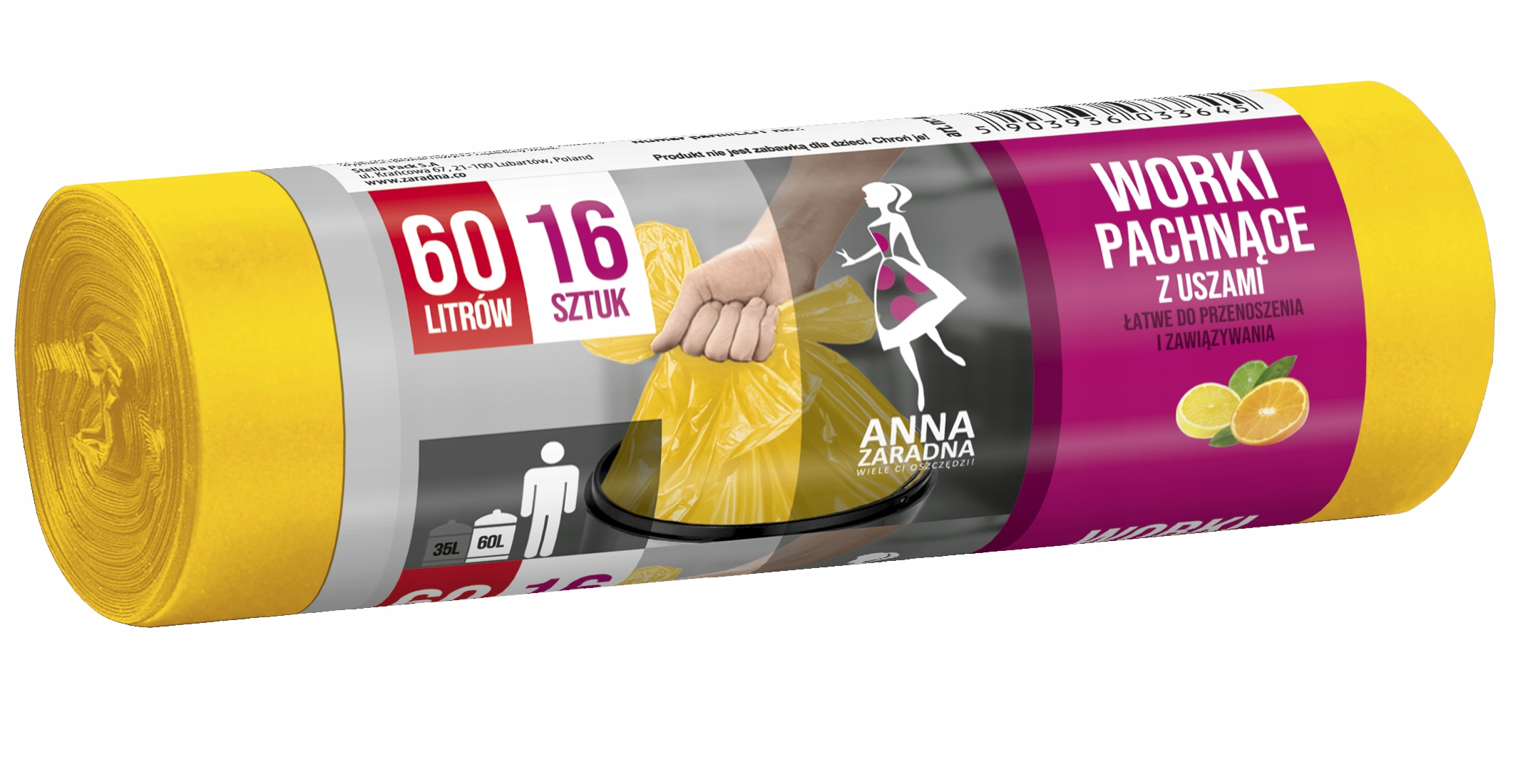 

Anna Zaradna Worki na Śmieci z Uszami 16szt 60L