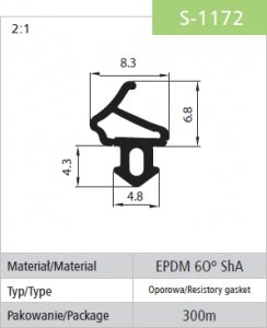Uszczelka do okien PCV S-1172 ALUPLAST Kod producenta S-1172