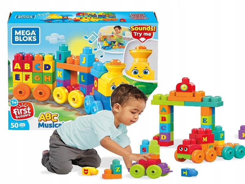 MEGA BLOKS КОЛОДКИ ПОЕЗД ABC СО ЗВУКОМ FWK22