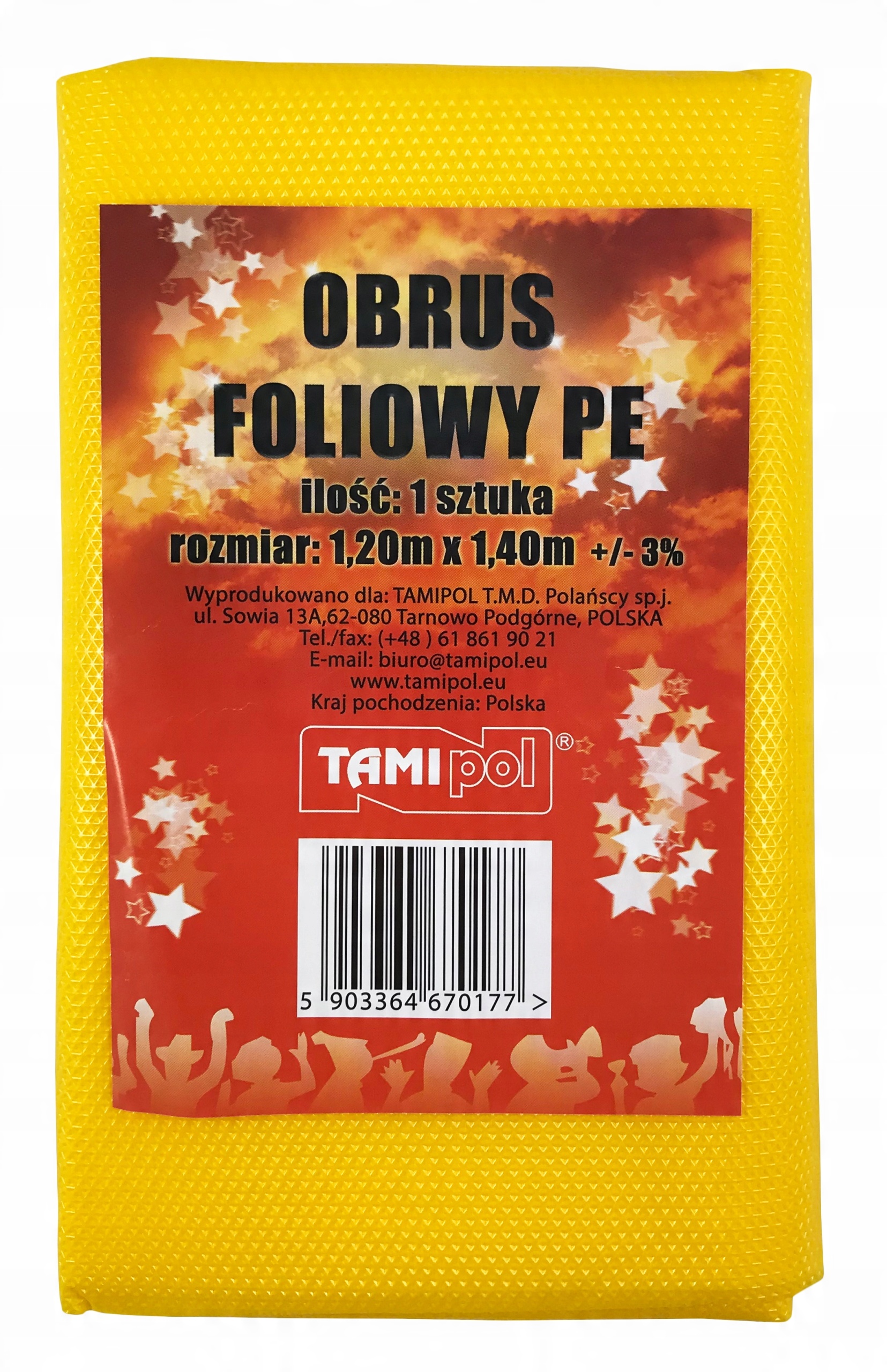 

Obrus foliowy PE120x140 cm Żółty
