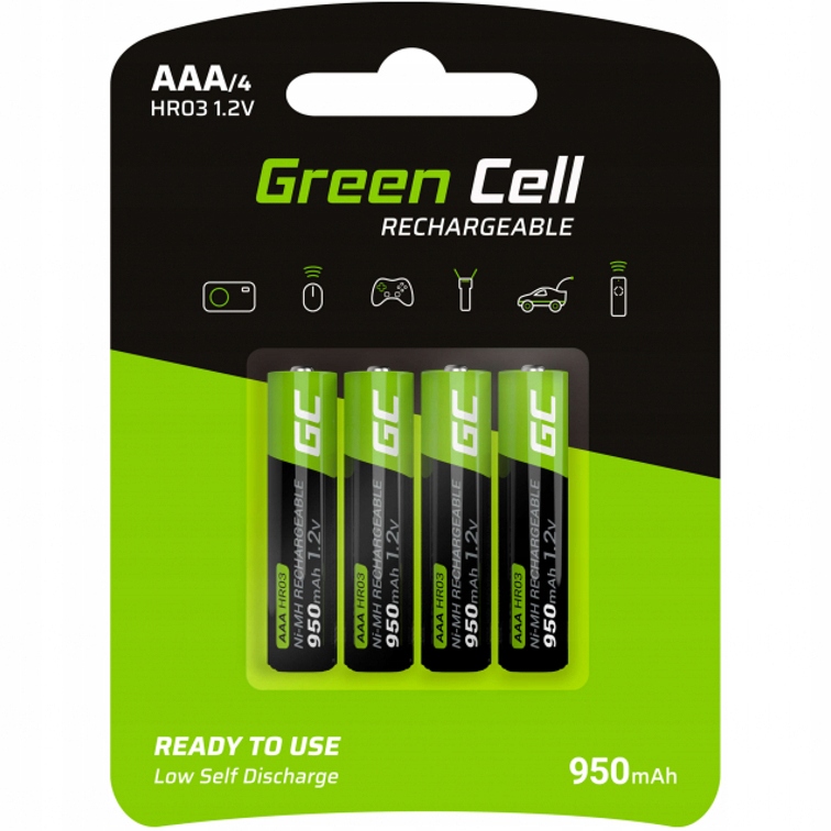 4x Akumulatorki AAA R3 Green Cell 950mAh Baterie