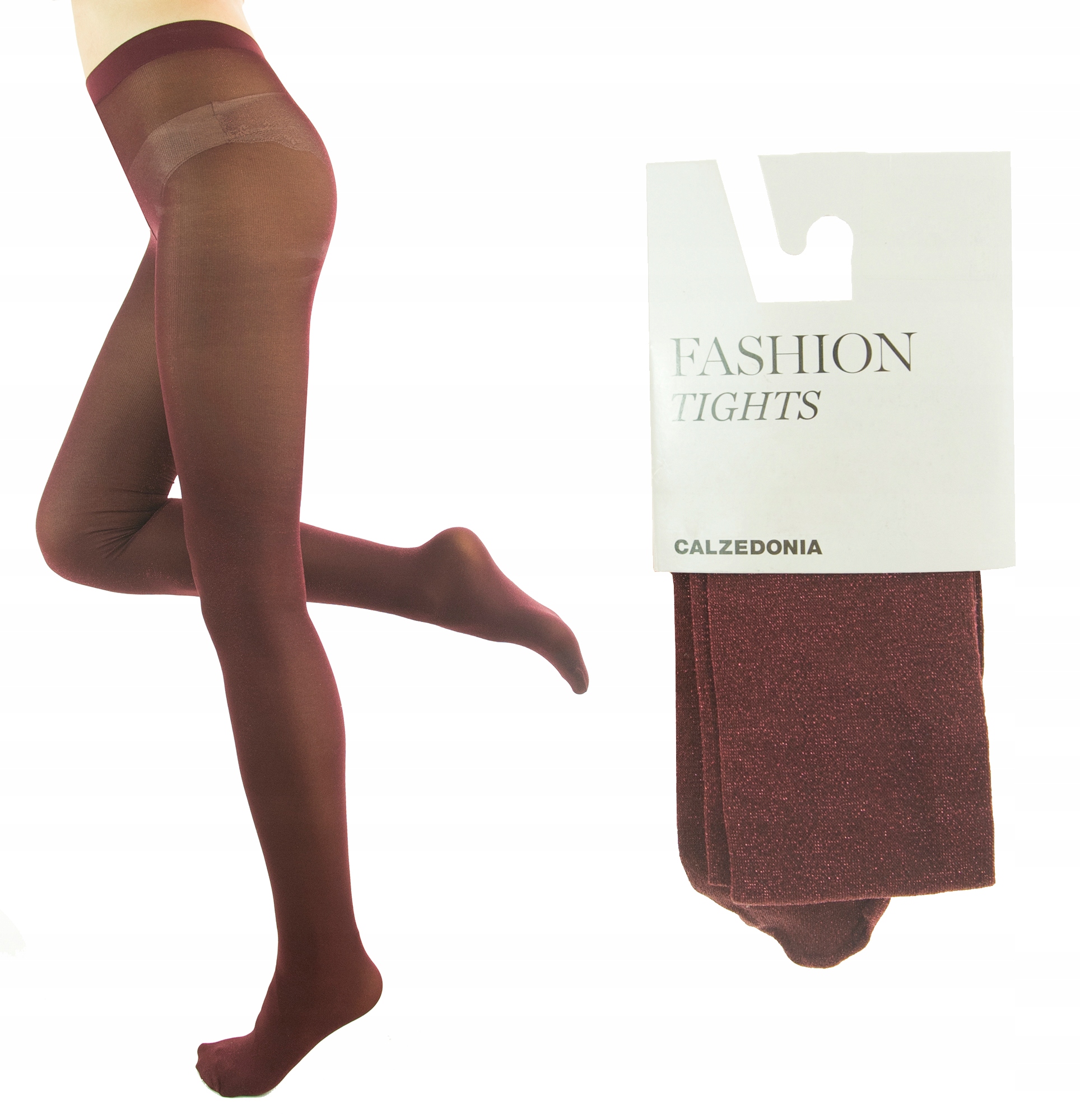 

Calzedonia rajstopy bordowe błyszcząca nitka 3/4