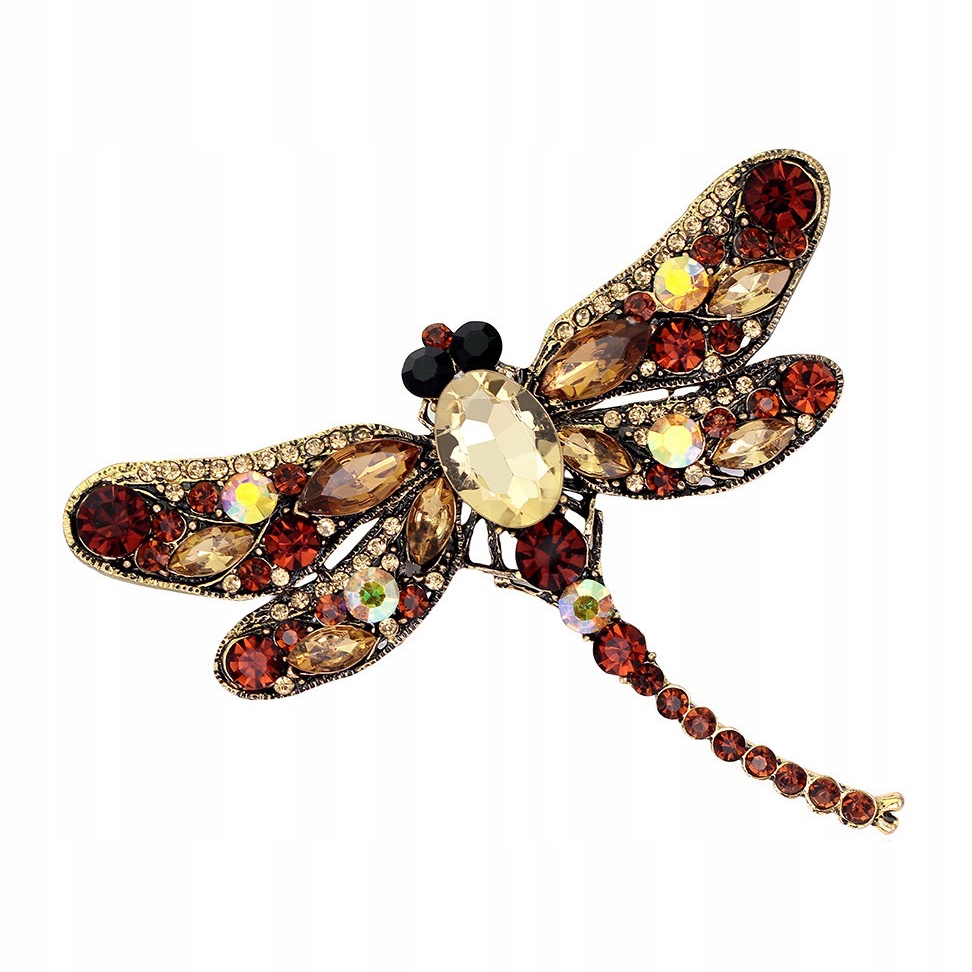 

Pinets broszka Ważka kolor bursztynowy cyrkonie