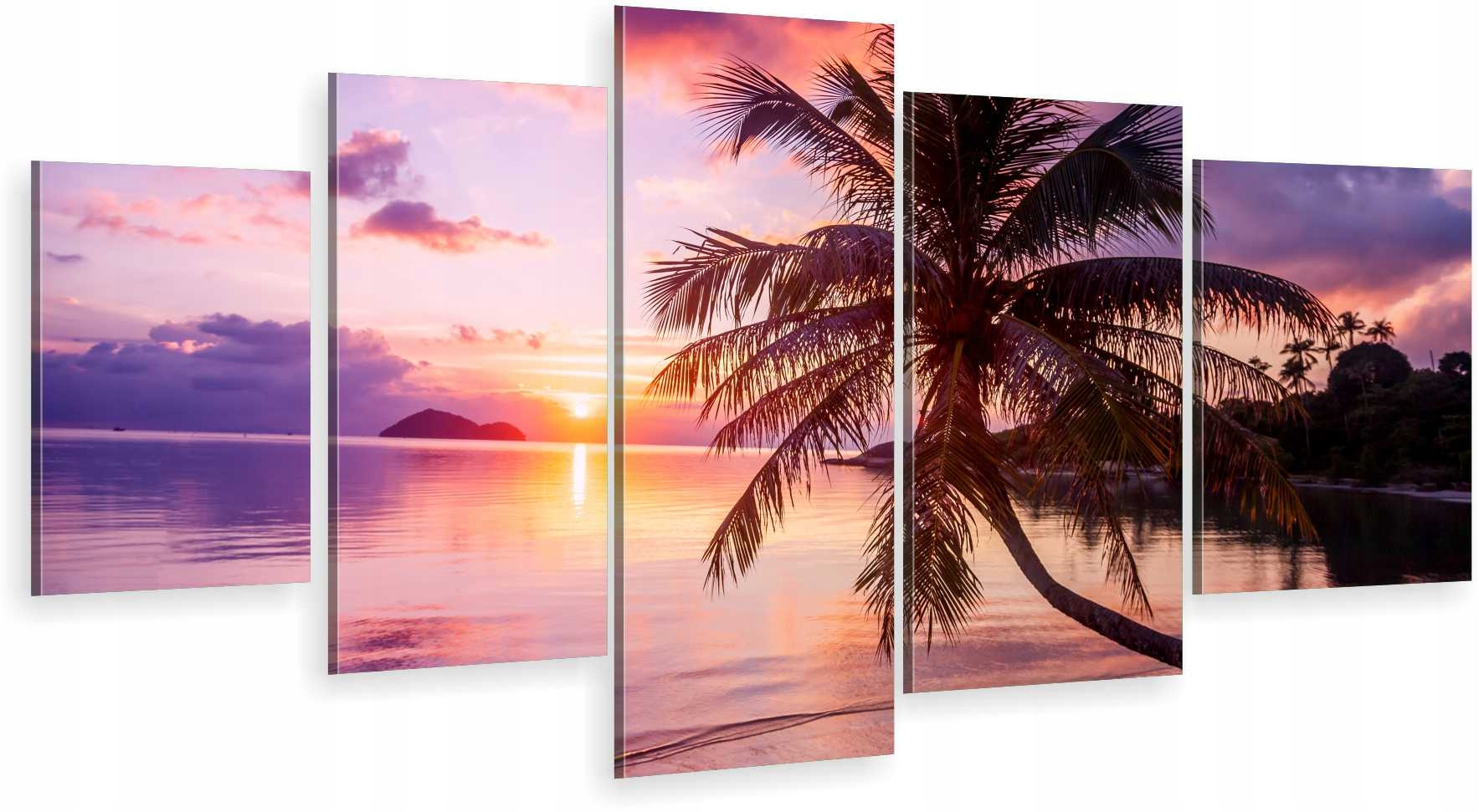 

Tryptyk 5CZĘŚCI Na Ścianę Do Sypialni Palma Zachód