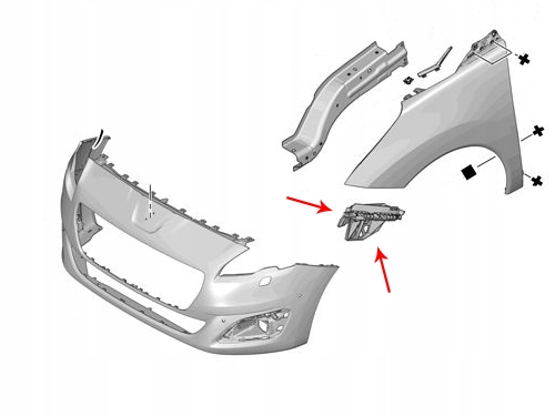 SLIZG WSPORNIK ZDERZAKA PRZOD LEWY PEUGEOT 5008 Installation side Front