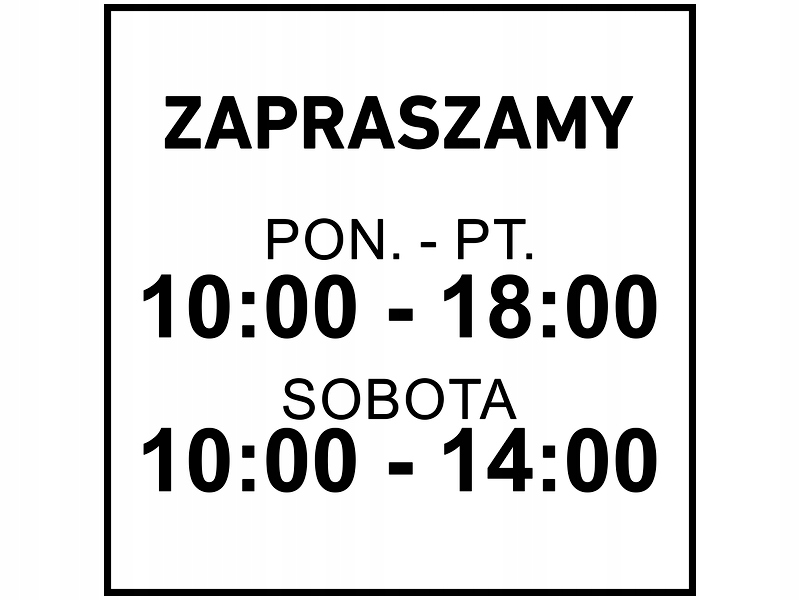 

Naklejka godziny otwarcia Zapraszamy drzwi 30cm