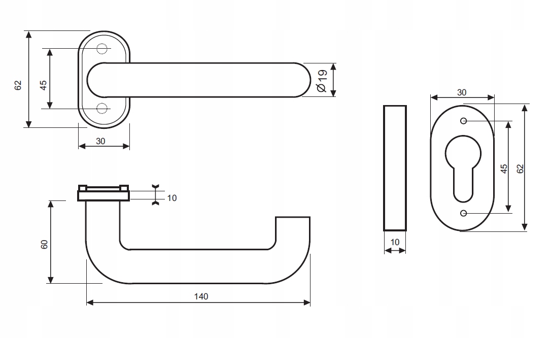 KLAMKI DO DRZWI STAL NIERDZEWNA KOMPLET ROZETEK Kod producenta IN108/133