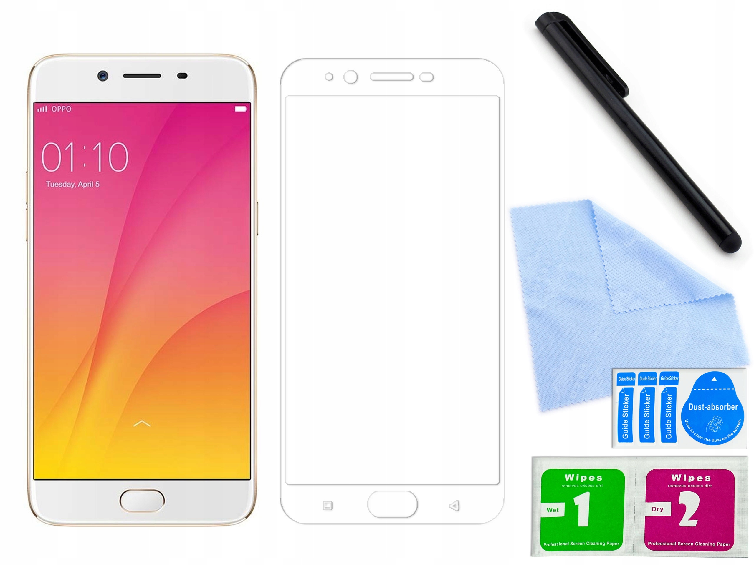 

Zaokršglone szkło 3D 9H do Oppo R9s plus Białe
