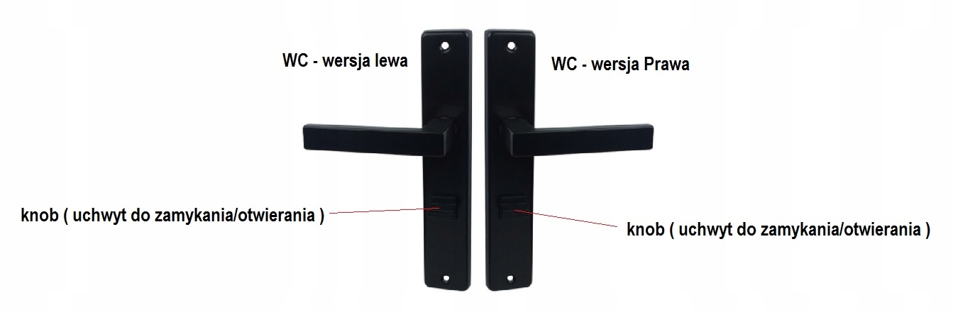 klamka MADRYT szyld WC 72 mm czarny VELVET Kolor czarny