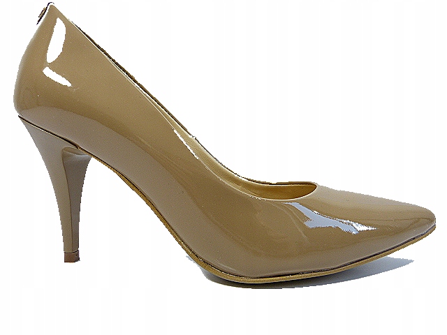 Kávové kožené lodičky na podpatku, pohodlný podpatek Sala 36