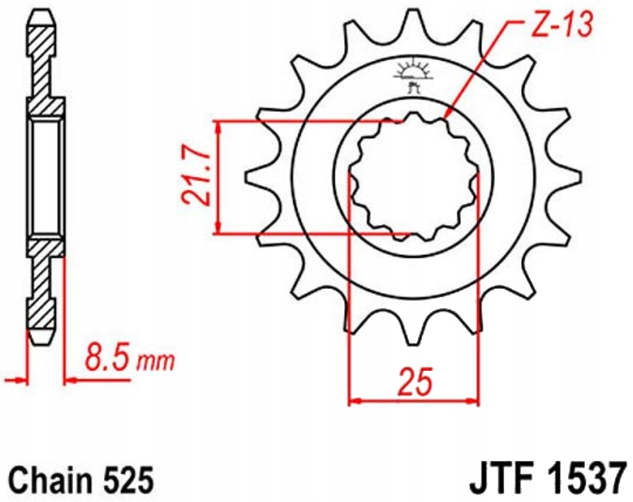 Přední ozubené kolo Jt 14-19 Kawasaki Z 900 B 17-19 Nové