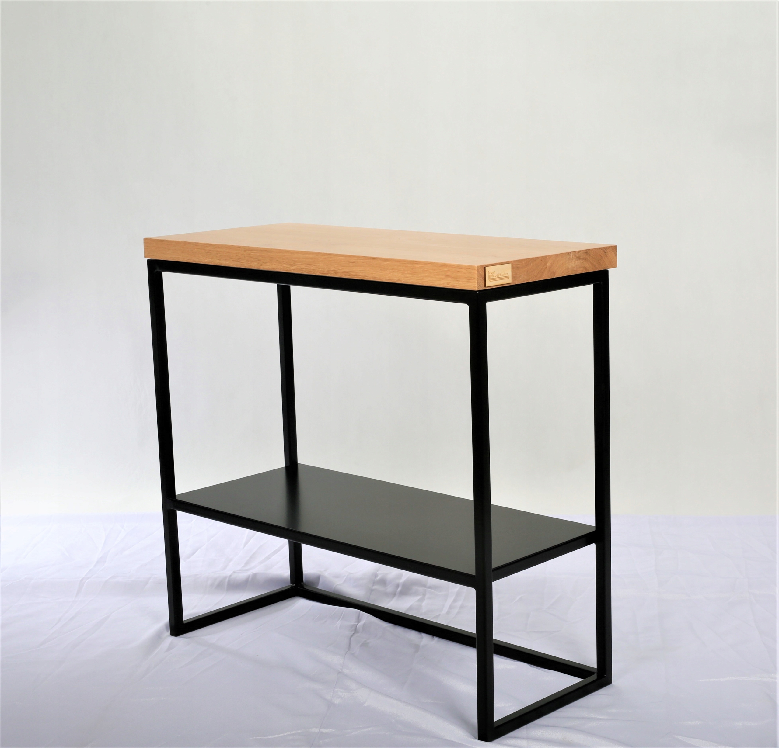 Konsola metalowa blat lity dąb 95cm Głębokość mebla 35 cm