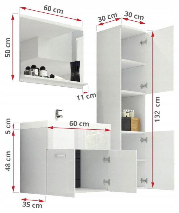 Meble łazienkowe Montreal BIAŁY / BIAŁY POŁYSK Kod producenta Montreal Biały Połysk