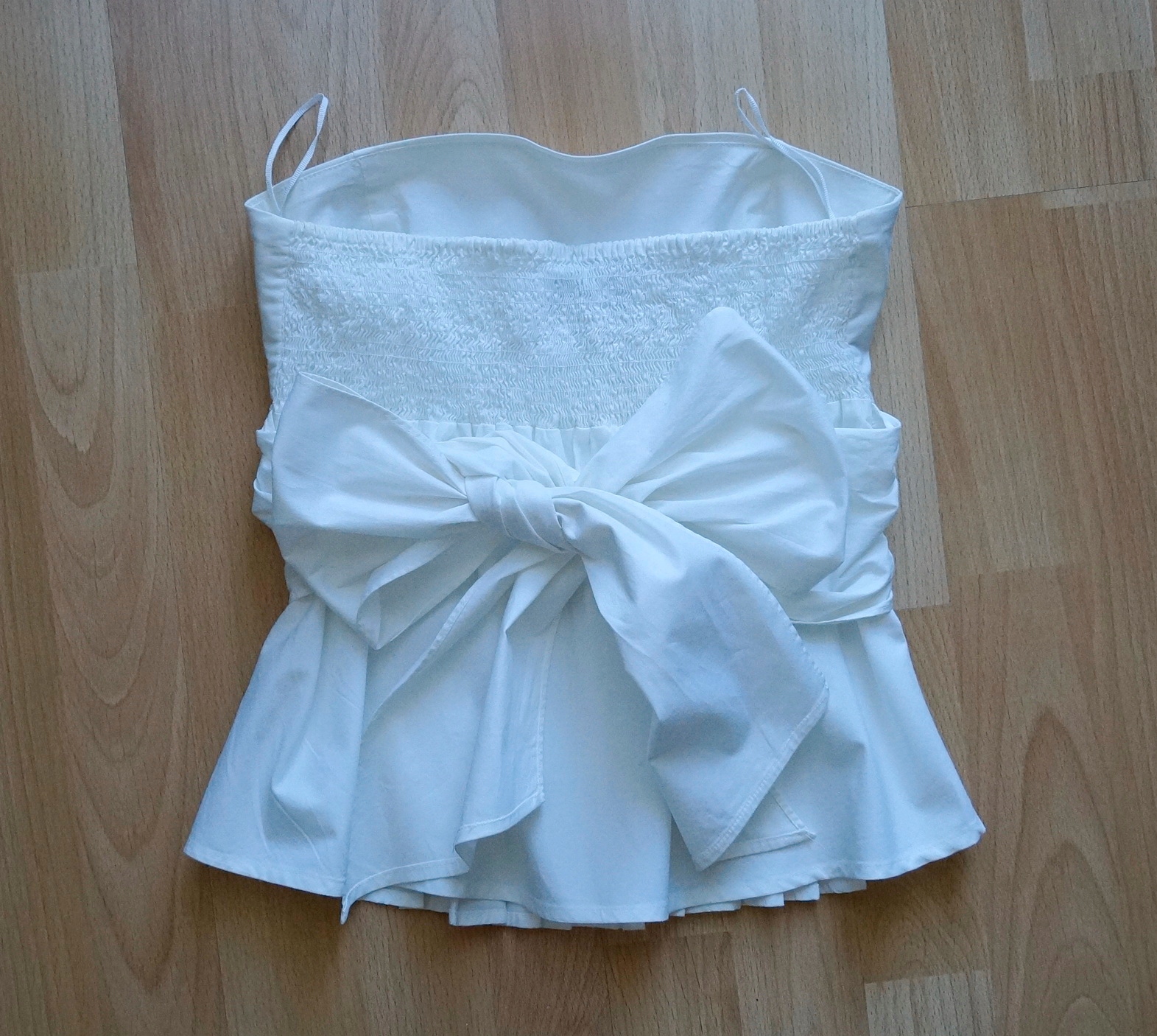 ZARA __ PIĘKNY BIAŁY GORSET TYŁ KOKARDA R. 34/XS Wzór dominujący bez wzoru