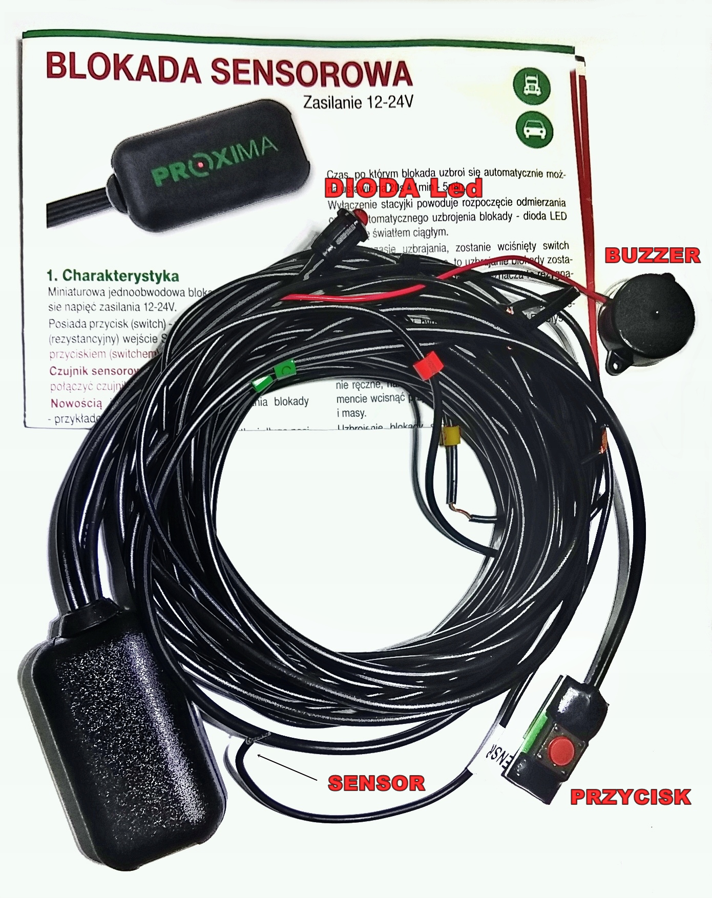 

Blokada Zapłonu Sensor i Przycisk 12V 24V Tir