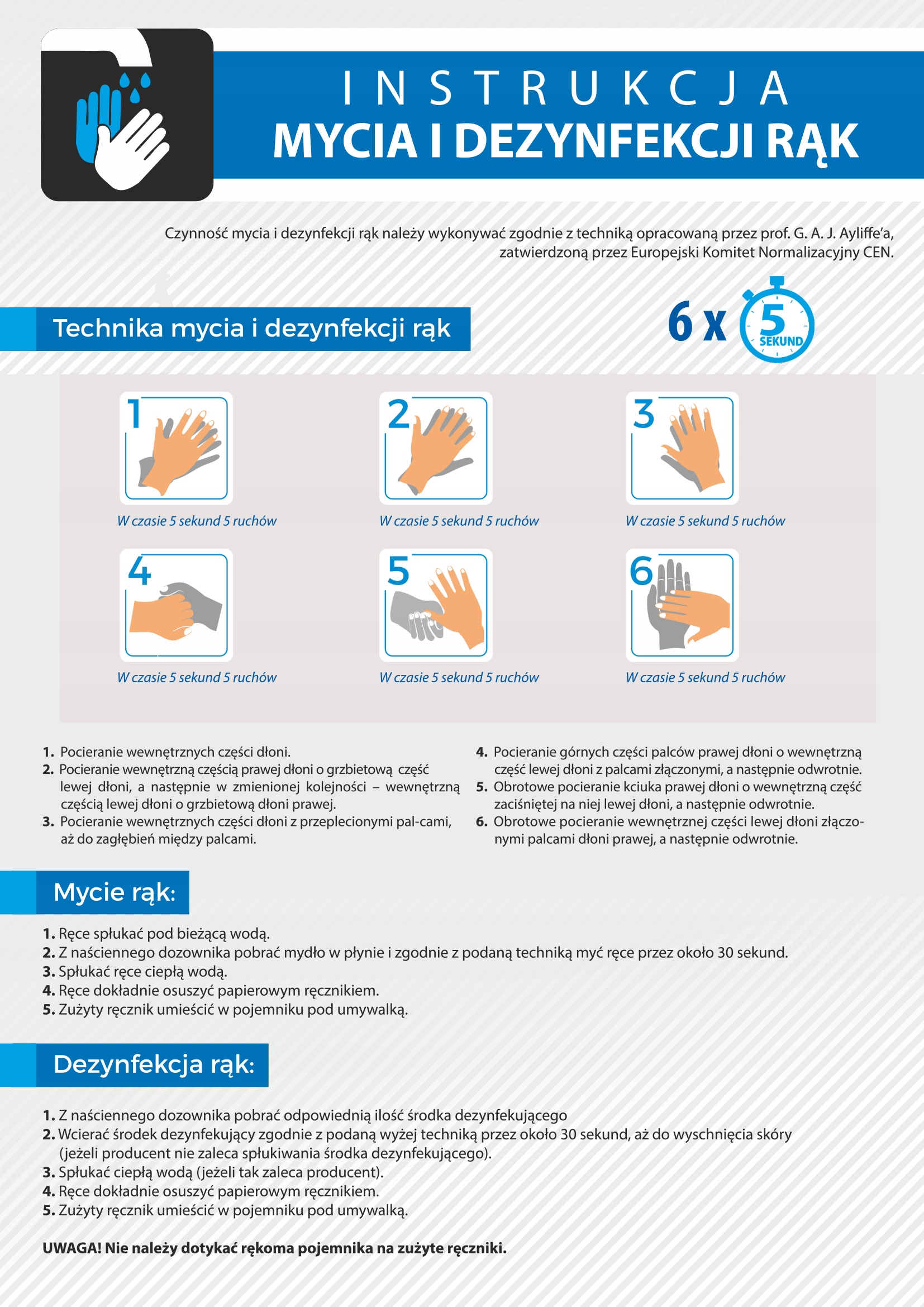 

Instrukcja mycia rąk i dezynfekcji rąk A4 laminat