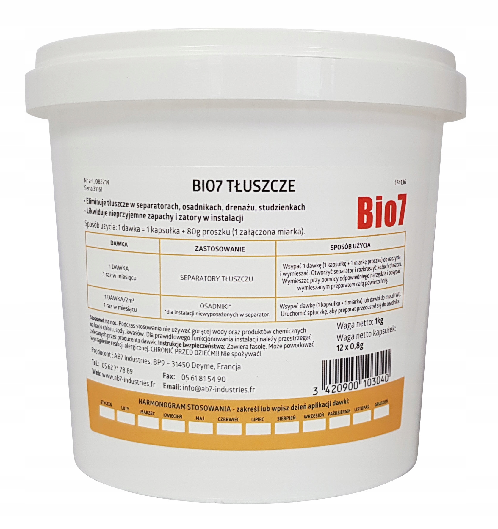 

Bio7 Tłuszcze wiaderko 1kg Ecogene Bio 7 Graisses