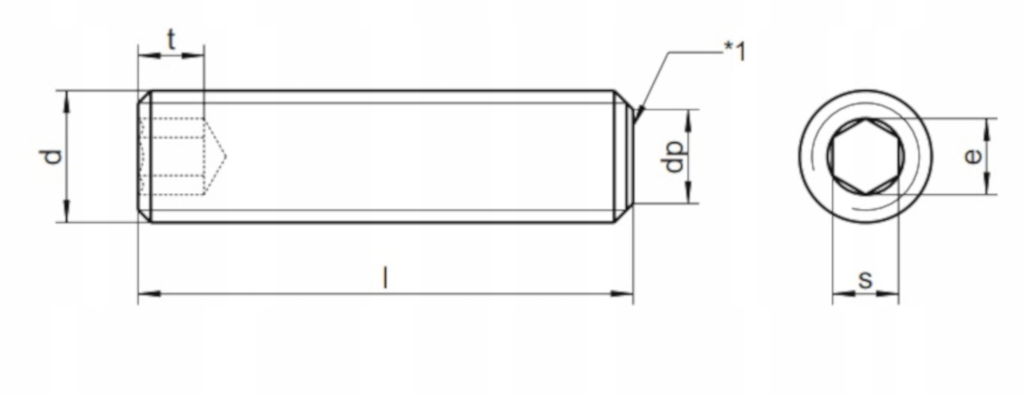 M6X10 ŚRUBA DOCISKOWA NIERDZEWNA WKRĘT BROK 12 SZT Model M6x10
