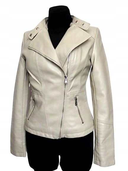 Новинка * куртка RAMONESKA Eco Leather S 36 бежевая * * дополнительные функции стеганая подкладка