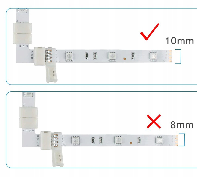 ŁĄCZNIK KĄTOWY NAROŻNA TAŚMA LED RGB 5050 4 PIN 10 Długość 0 m