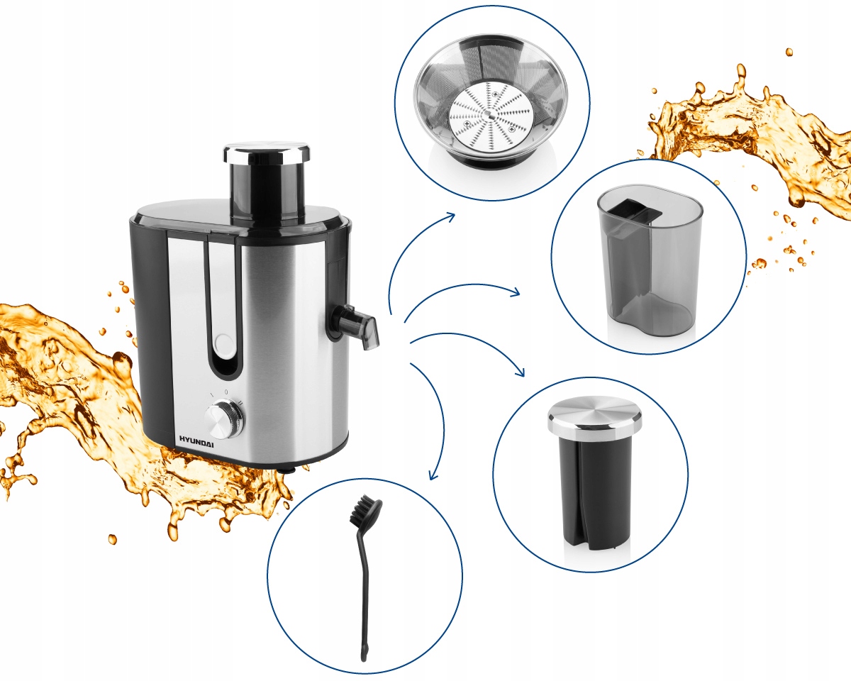 SOKOWIRÓWKA WYSOKOOBROTOWA HYUNDAI 337 INOX 400W Kod producenta Hyundai JE 337II Sokowirówka Turbo