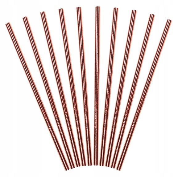 SŁOMKI PAPIEROWE RÓŻOWE ZŁOTO 10SZT 19CM PANIEŃSKI