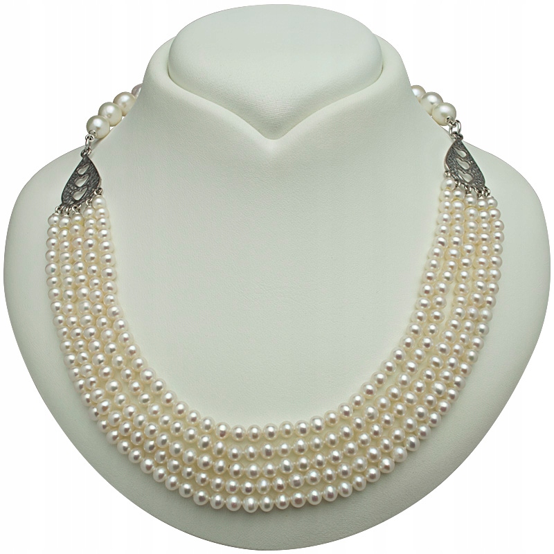 Stylový Stříbrný Náhrdelník Z Pravých Perel