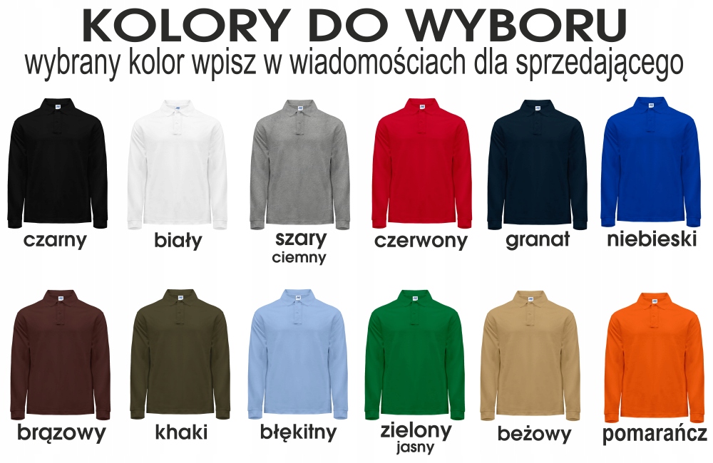 POLO męskie pique DŁUGI RĘKAW BEZ NADRUKU JHK 210g XL - wybór kolorów Model BIMODO-PORA210LS-JHK