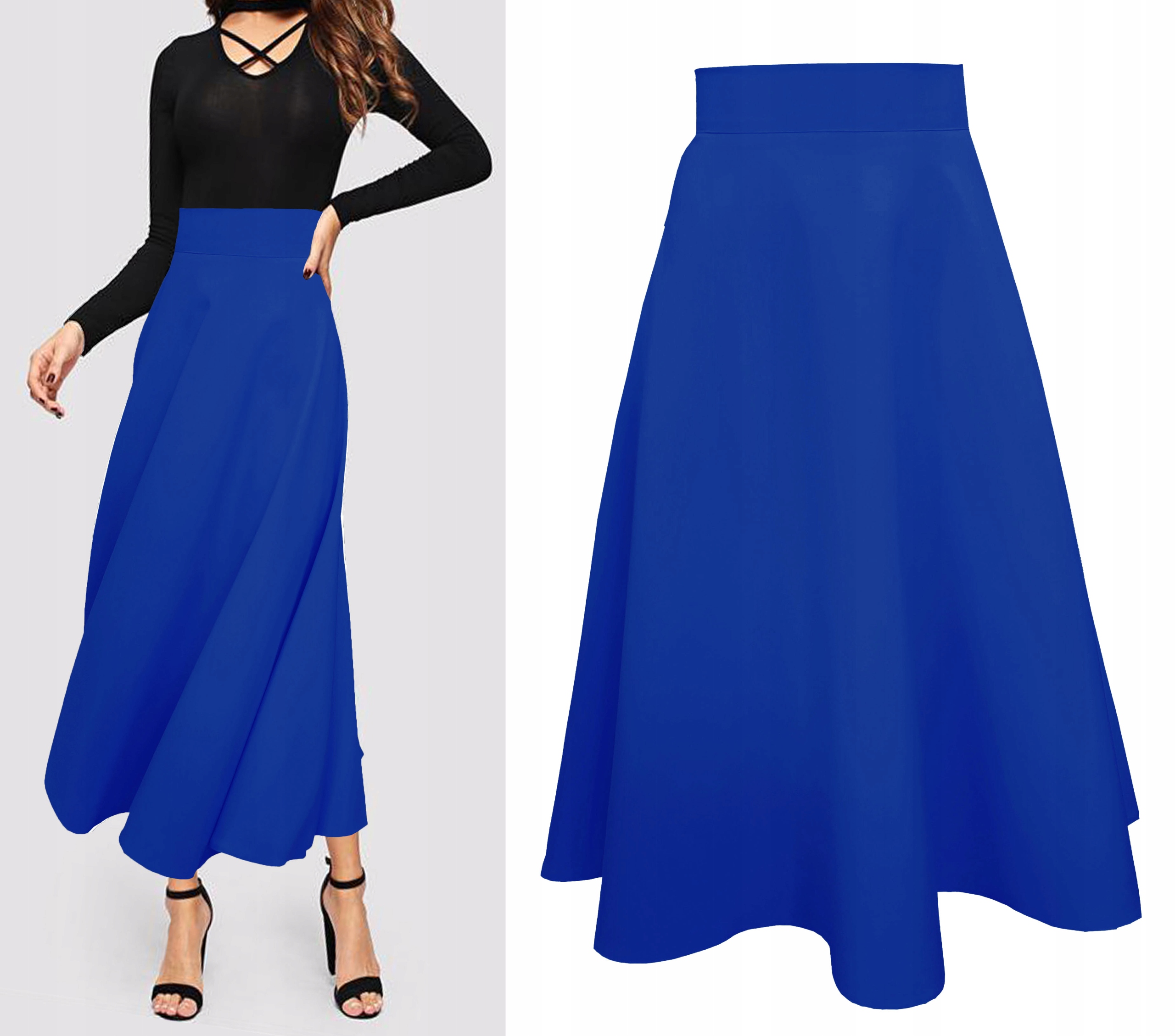 

3XL 83cm Chabrowa spódnica z półkoła midi maxi 46