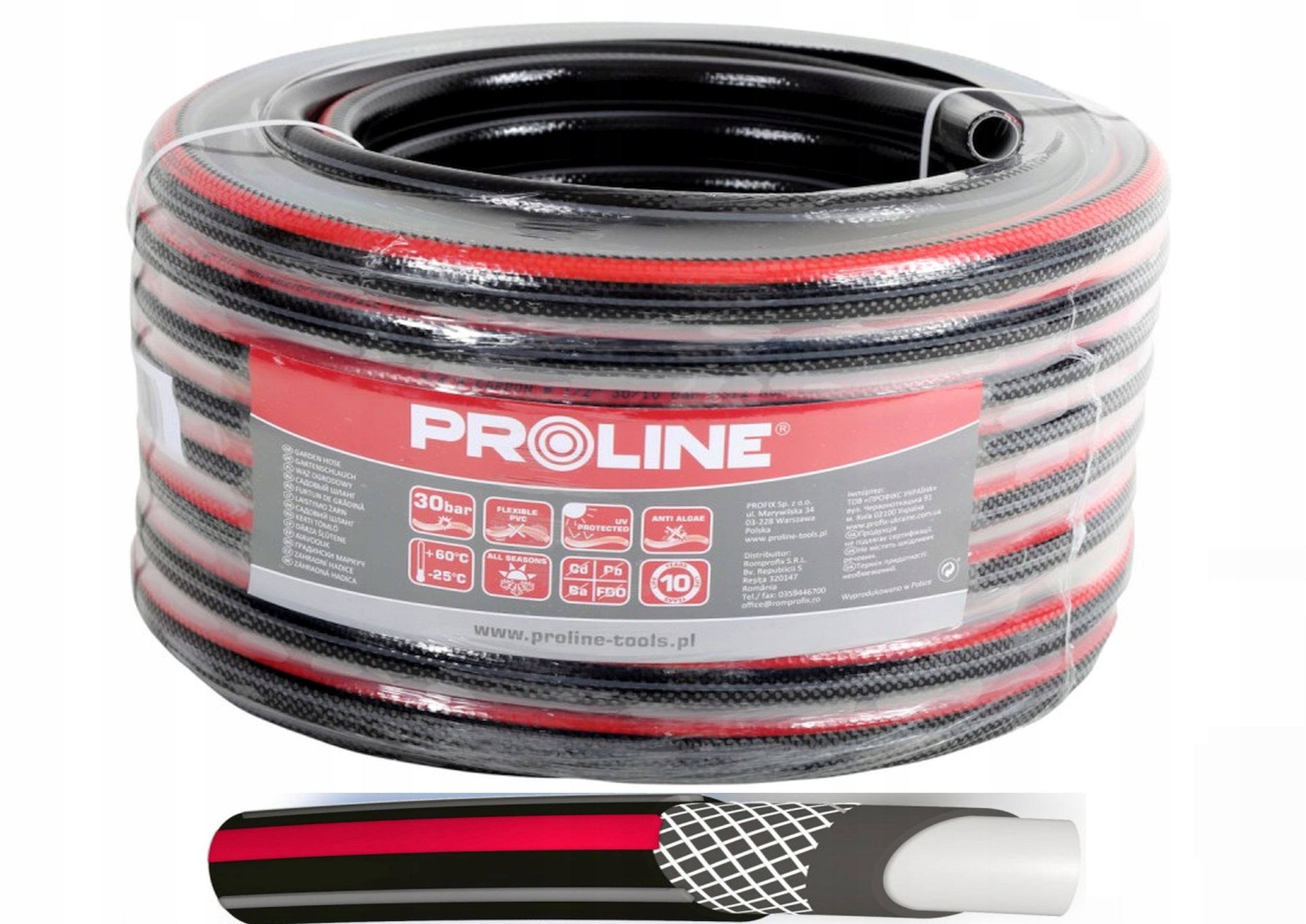 PROLINE Wąż ogrodowy 4-warstwowy PREMIUM 1/2 50m