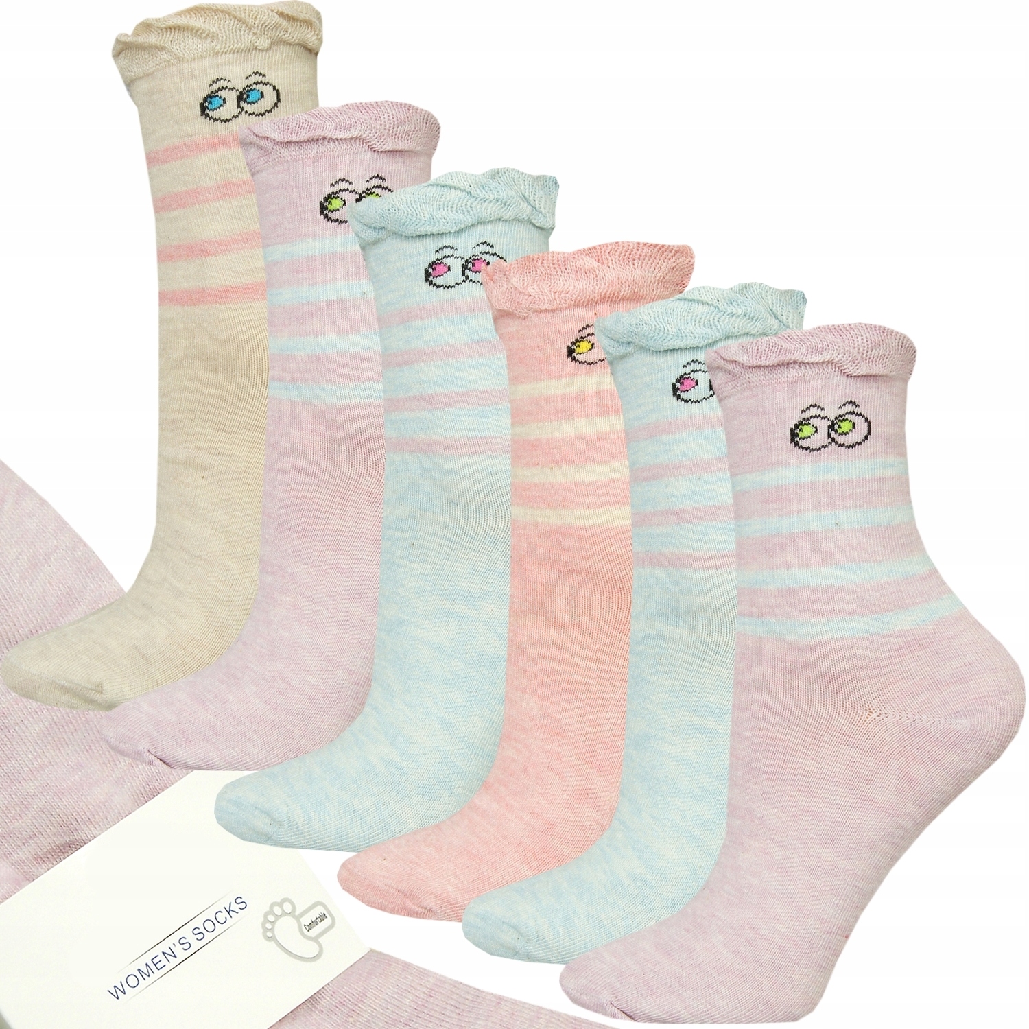 

6x Damskie Skarpety Bawełniane Pastelowe 39-42